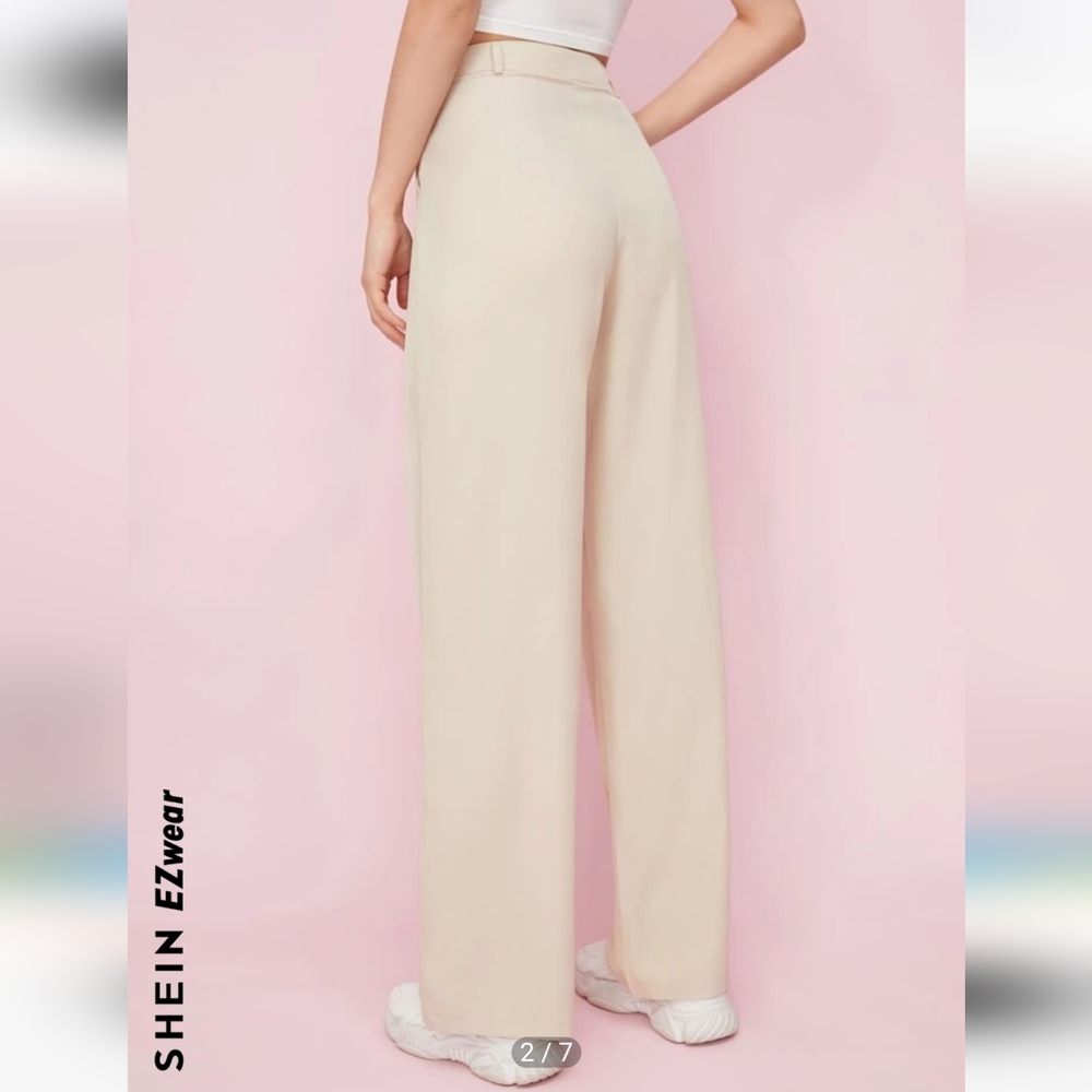NWOT Straight Leg Polyester Pants - Beige Neutral - Size 4 (S) - Picture 2 of 6